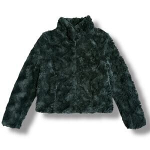 Vero Moda VMcurl Faux Fur Jacket Women’s Small Olive Green Plush Short‎ Coat